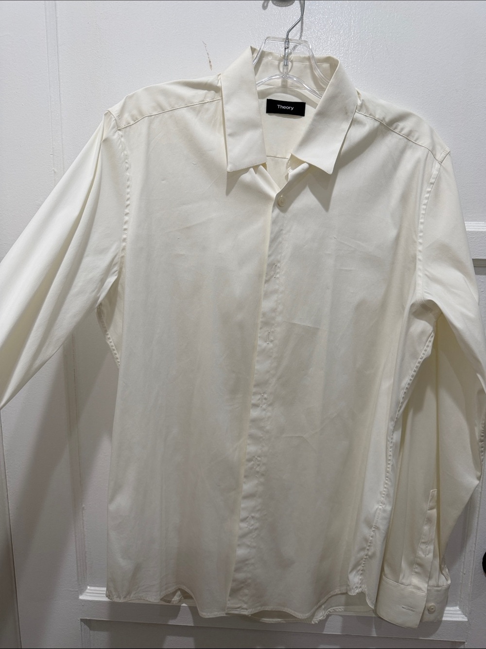 Theory Men's Off-White Button-Down Dress Shirt